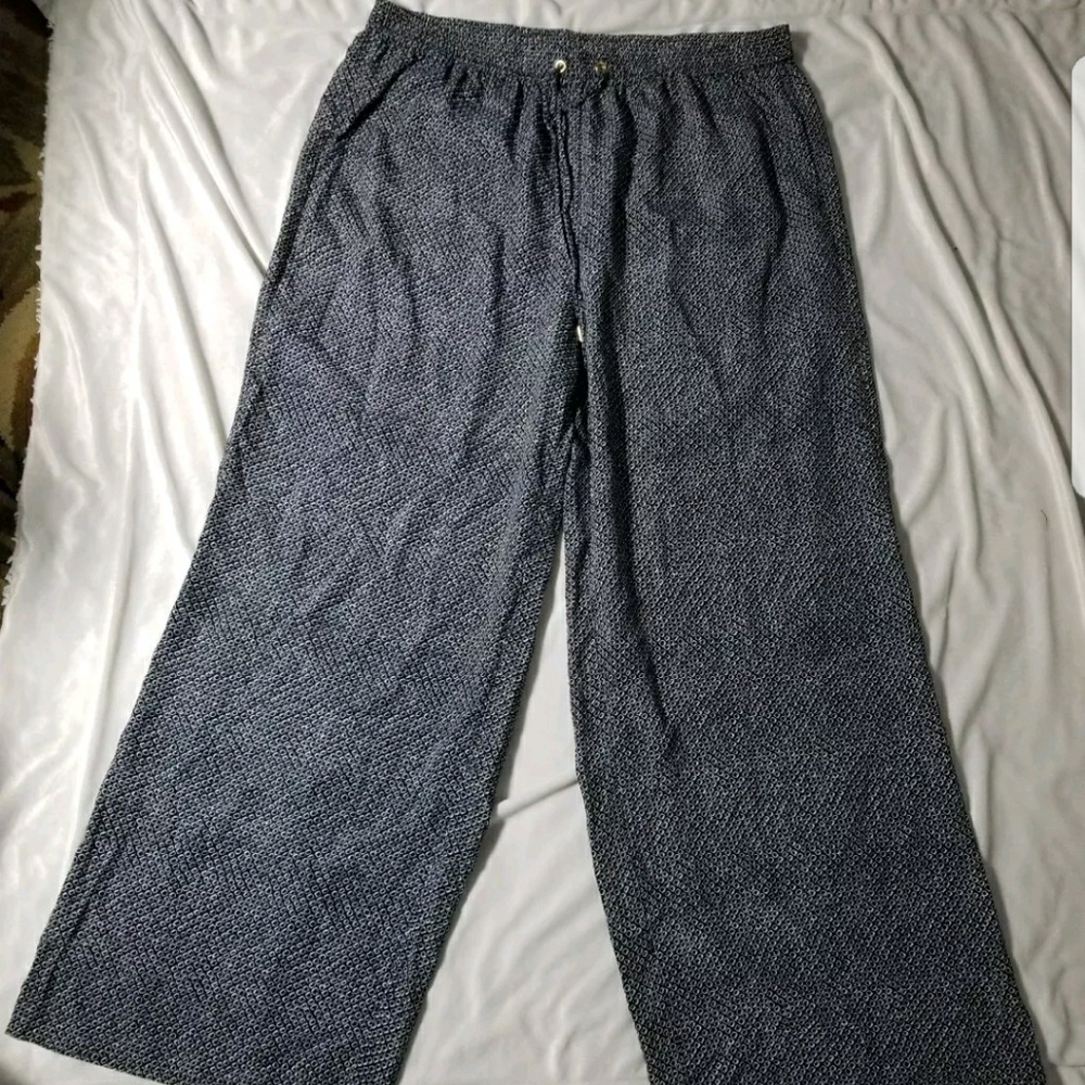 MICHAEL KORS NAVY WHITE POLYESTER PANTS SZ 14